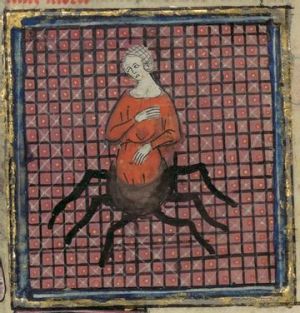 Арахна. Морализованный Овидий. Ок. 1330 г.