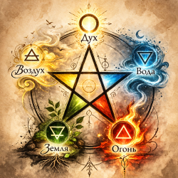 Пентаграмма со стихийными соответствиями