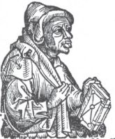 Маркион и его книга. Рисунок из Нюрнбергской хроники (1493 г.)