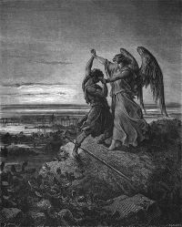 Иаков борется с ангелом, Гюстав Доре, 1855 